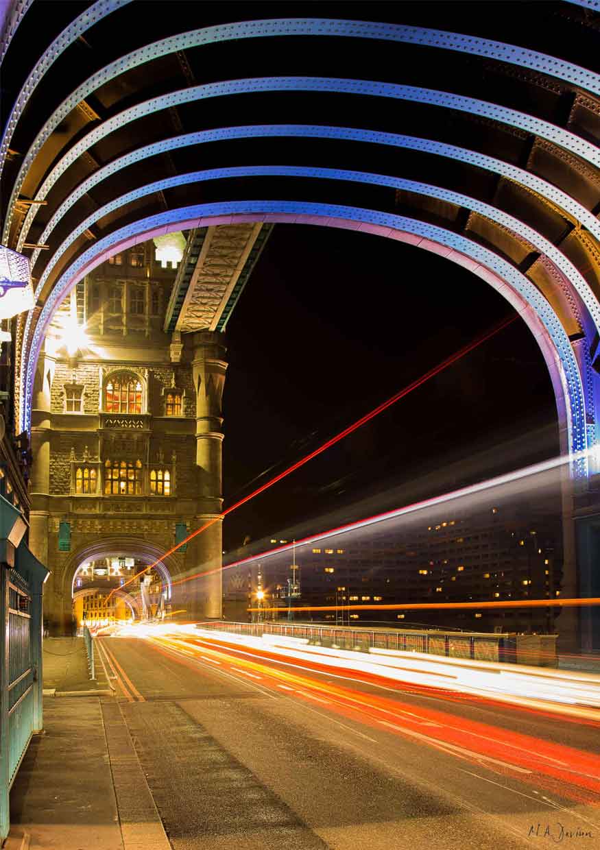 Tower Bridge, London , Light Trails - Print