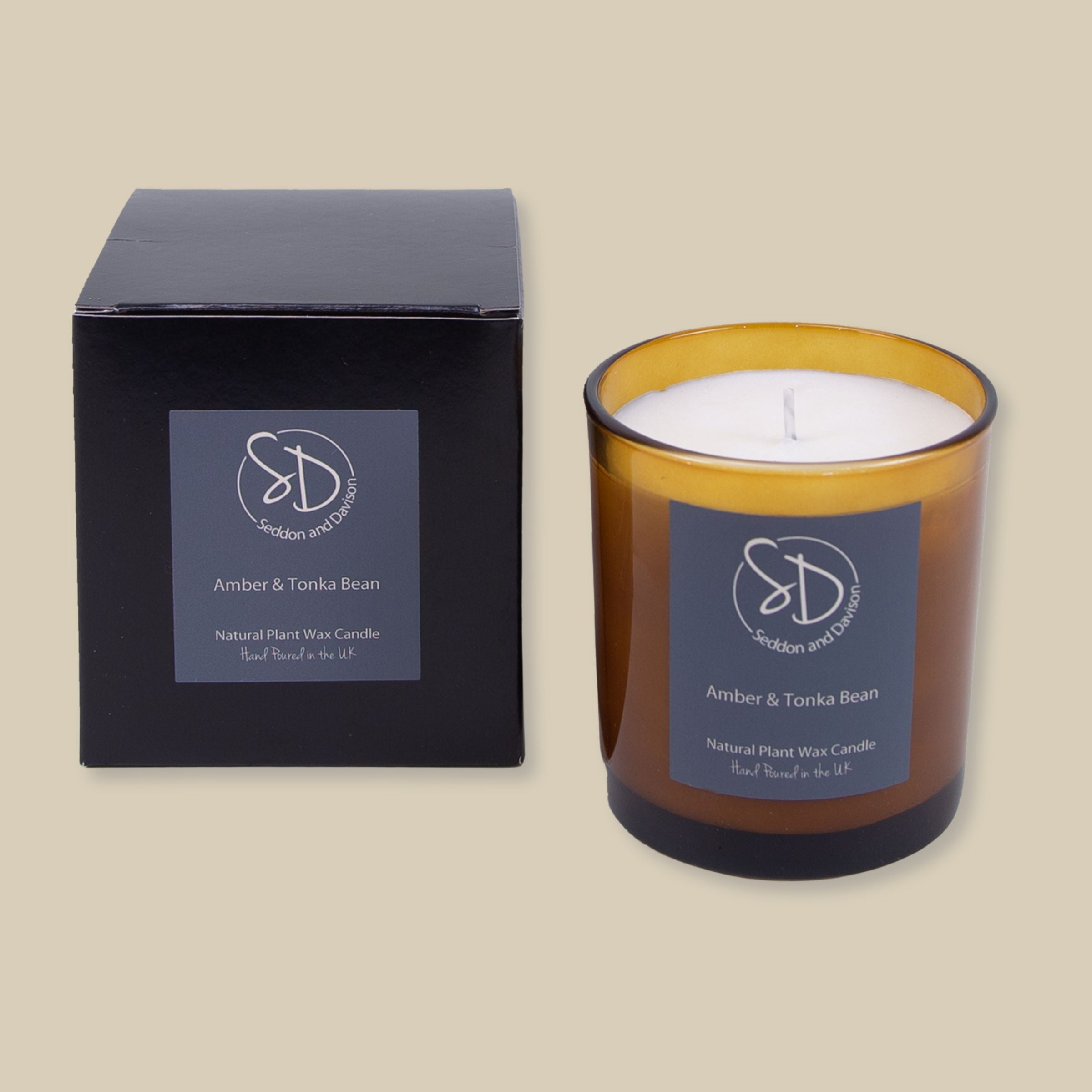 Amber Glass Jar Candle - Amber and Tonka Bean - Seddon and Davison