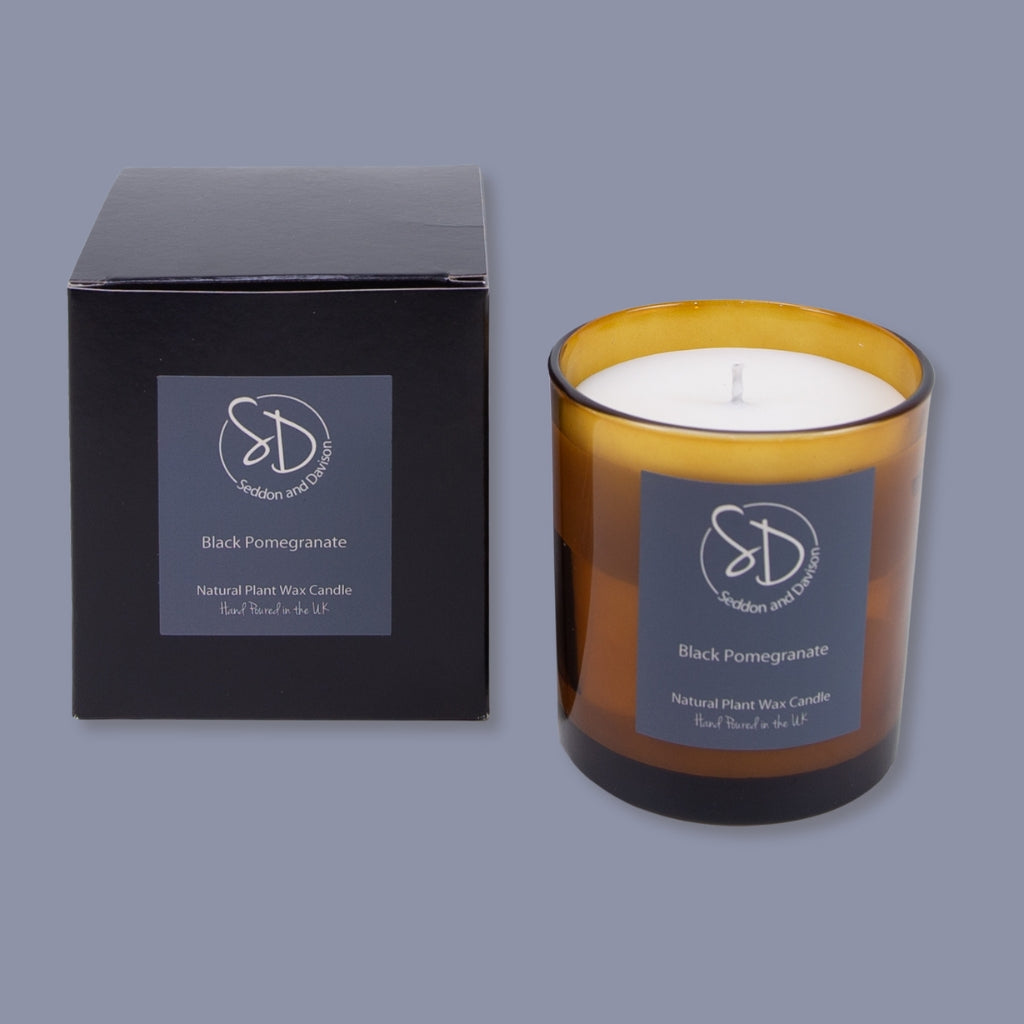 Amber Glass Jar Candle - Black Pomegranate - Seddon and Davison