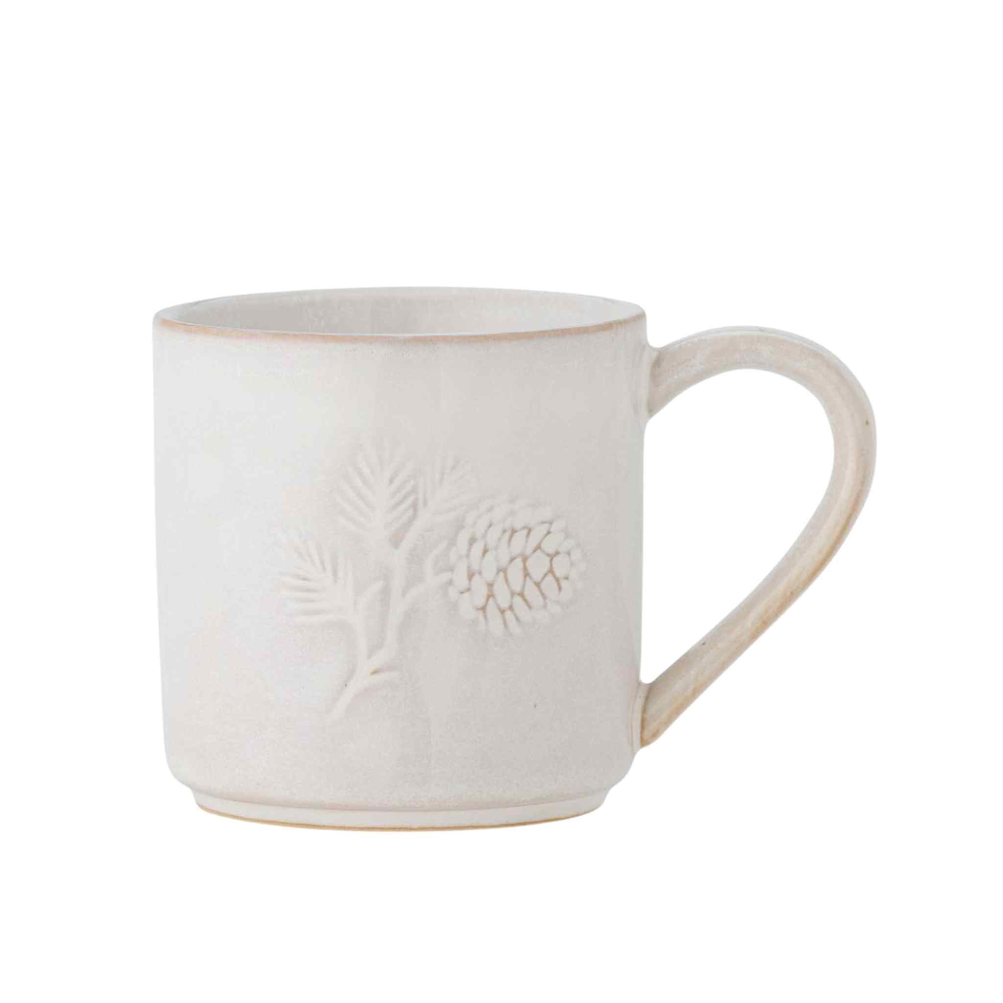 Winter White Stoneware Mug - Pine Cone