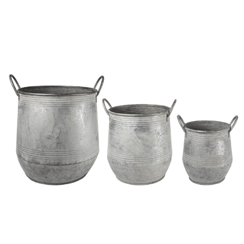 Zinc Tall Planters with Handles