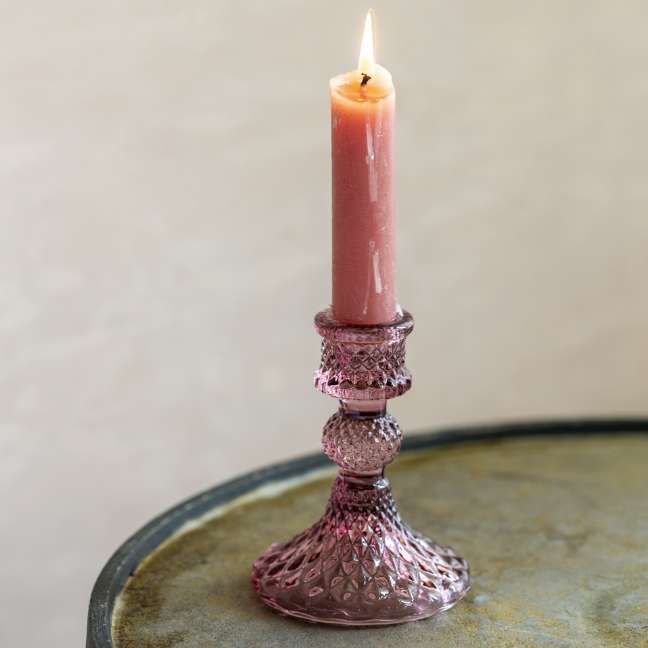 Amethyst Short Glass Candlestick