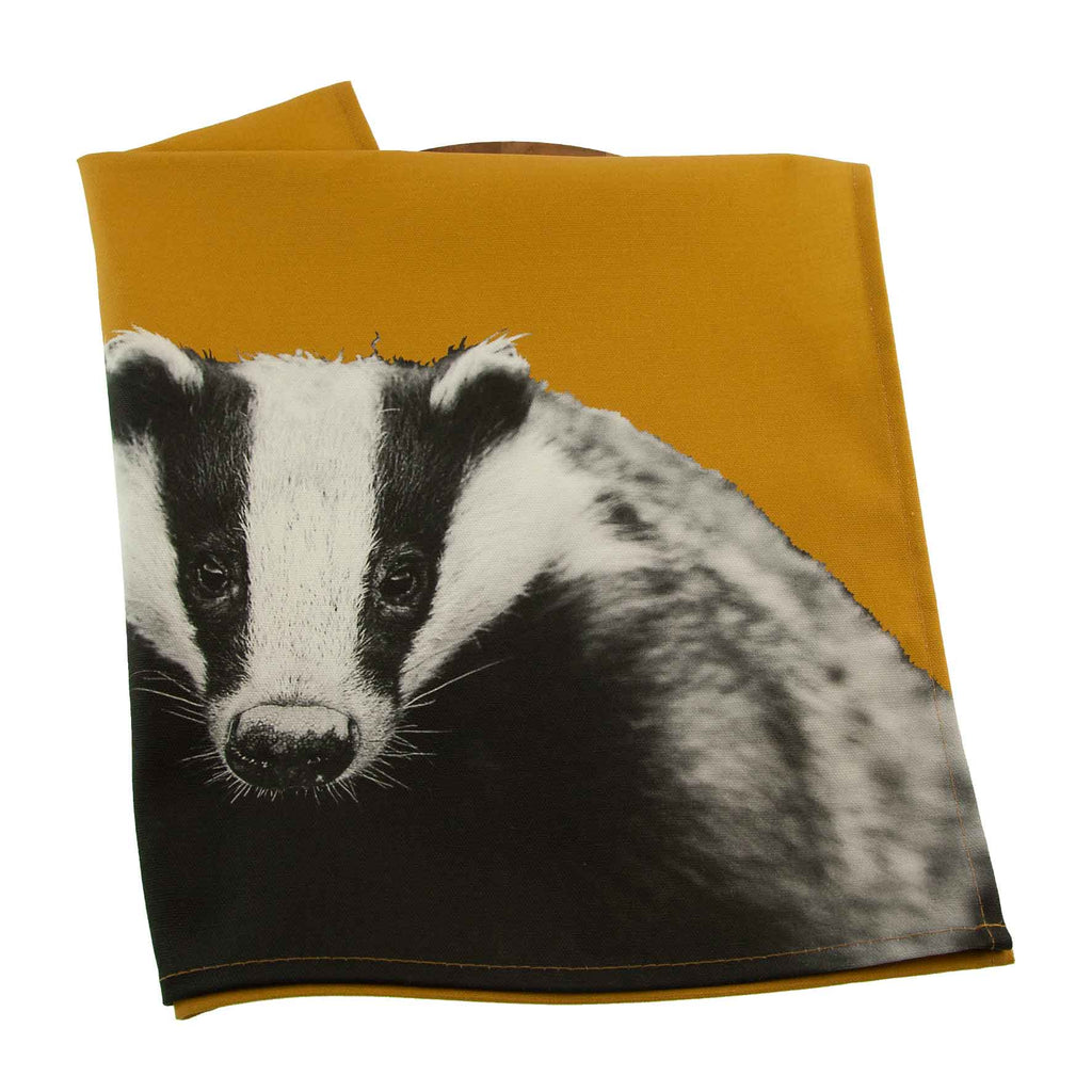 Badger Tea Towel - Ochre