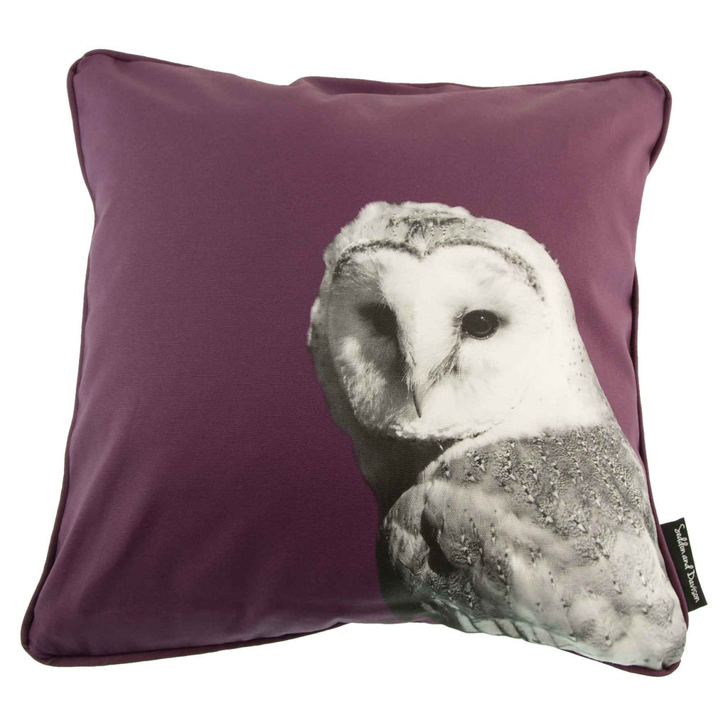 Barn Owl Cushion - Mulberry