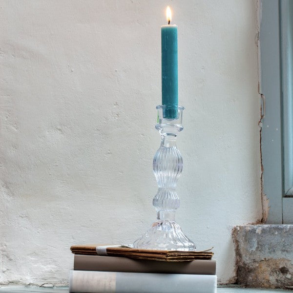 Bella Tall Glass Candlestick - Clear