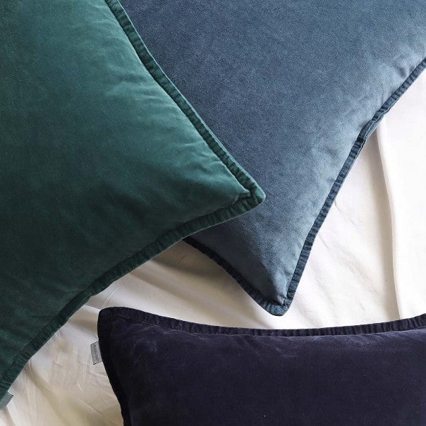 Blue Stonewashed Velvet Cushions
