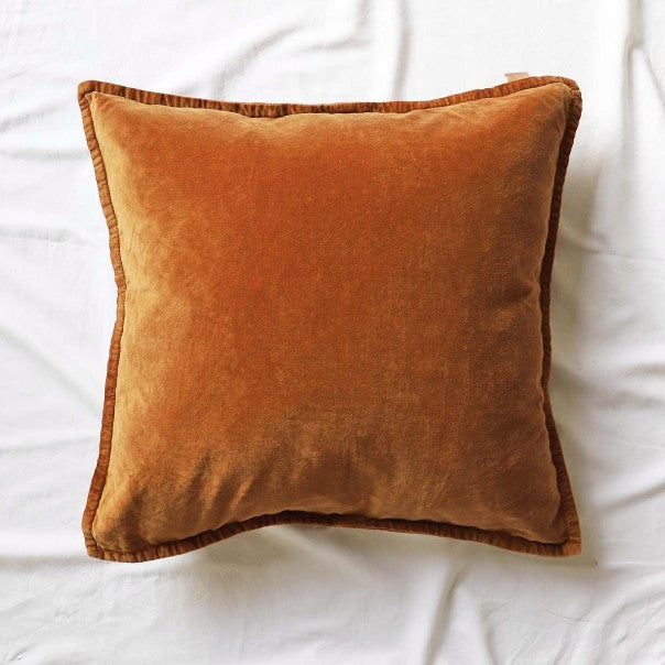 Brown sugar stonewashed velvet cushion