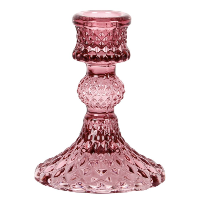 Candleholder - Amethyst Pink Glass