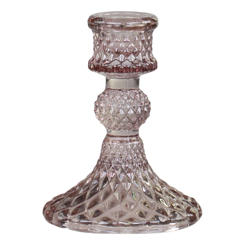 candlestick with diamond cut - taupe