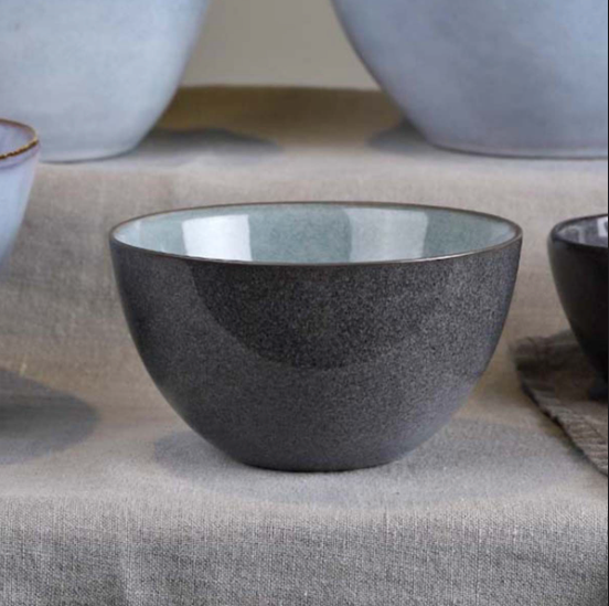 Capri ceramic bowl grey and green