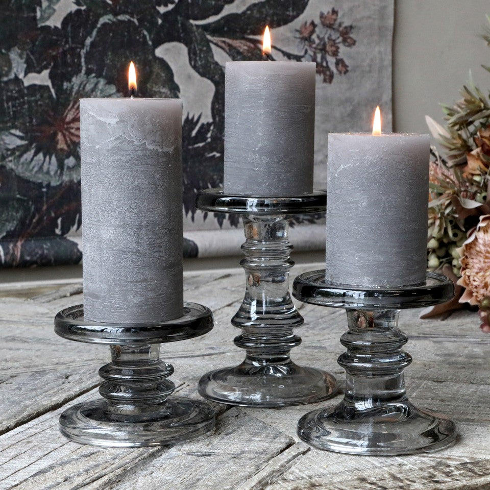 coal glass candlesticks for pillar candles