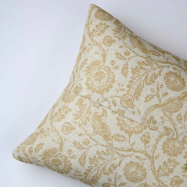 Countryside Mustard Linen Cushions Close Up