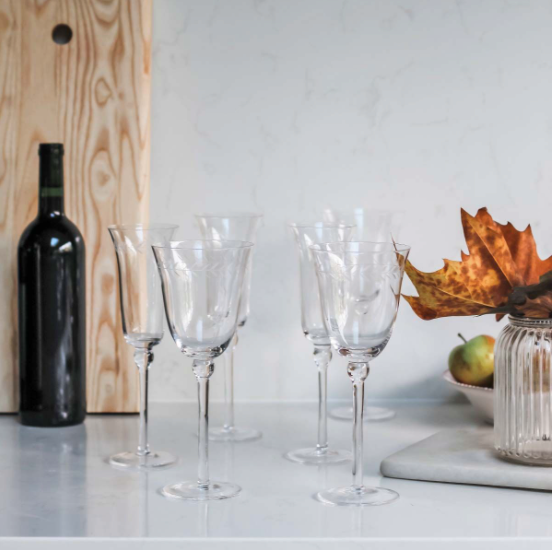 cristina circle leaf wine glasses - set of three