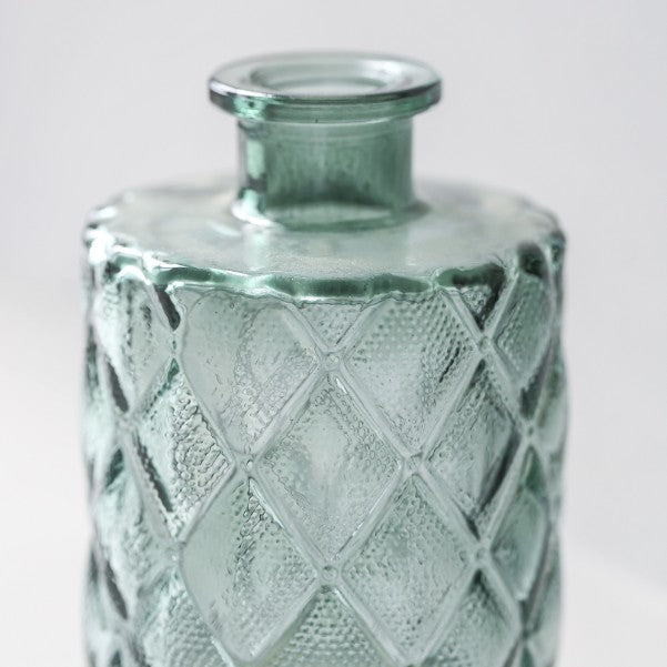Diamond Bottle Glass Vase - Green