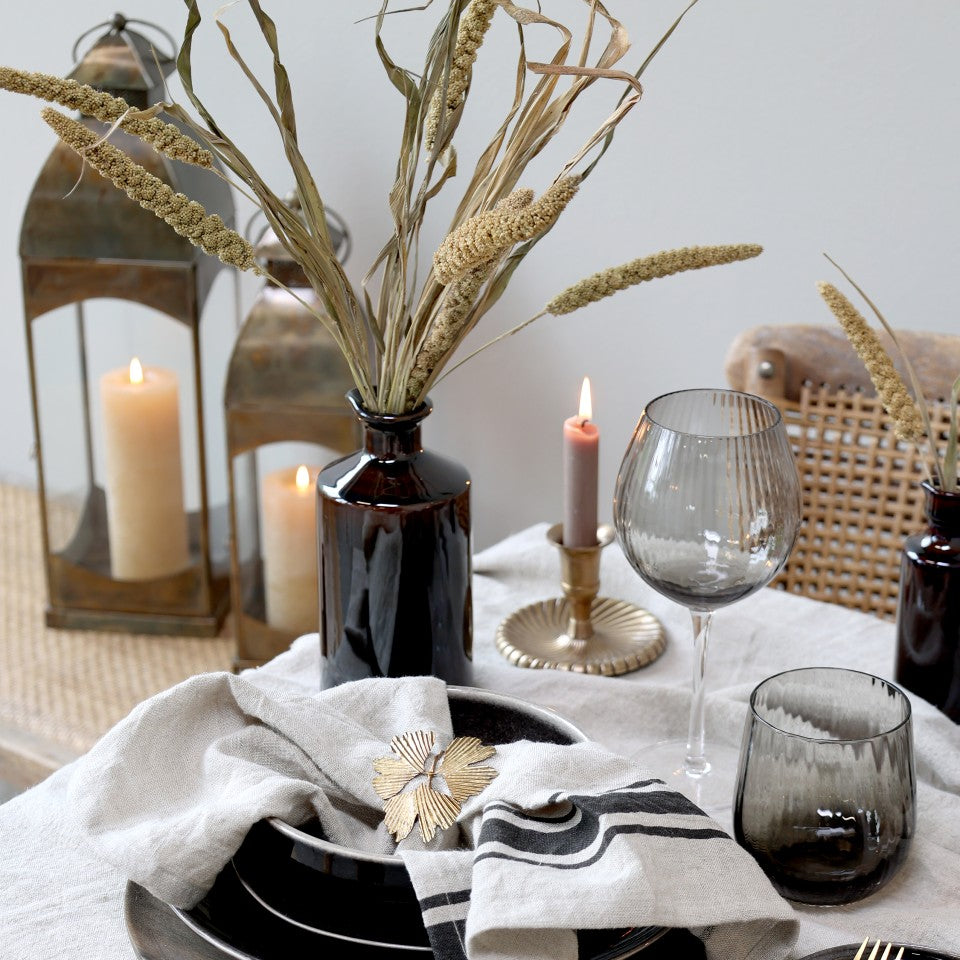 Dinner table setting - french style brown bottle