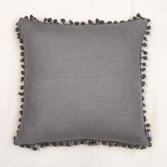 Grey Linen Tassle Cushion