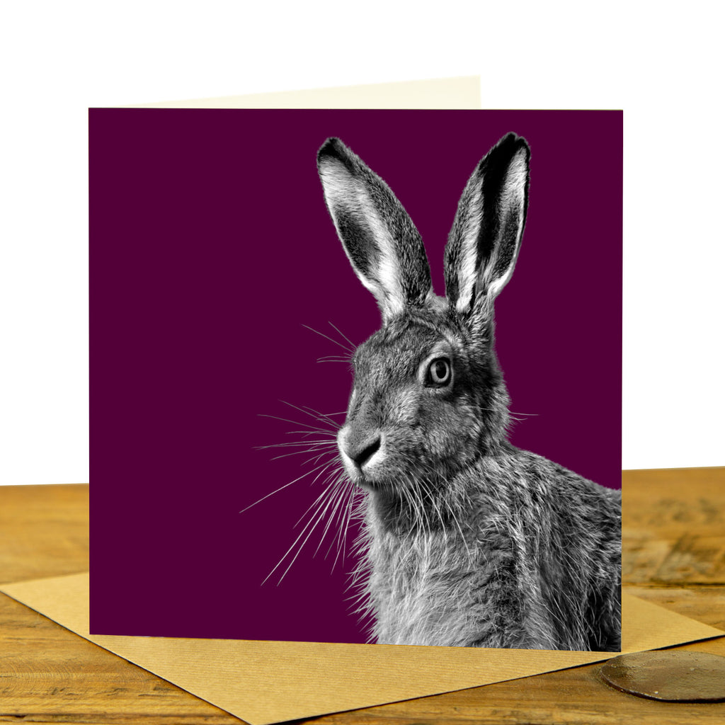 HARE GREETING CARD - Claret