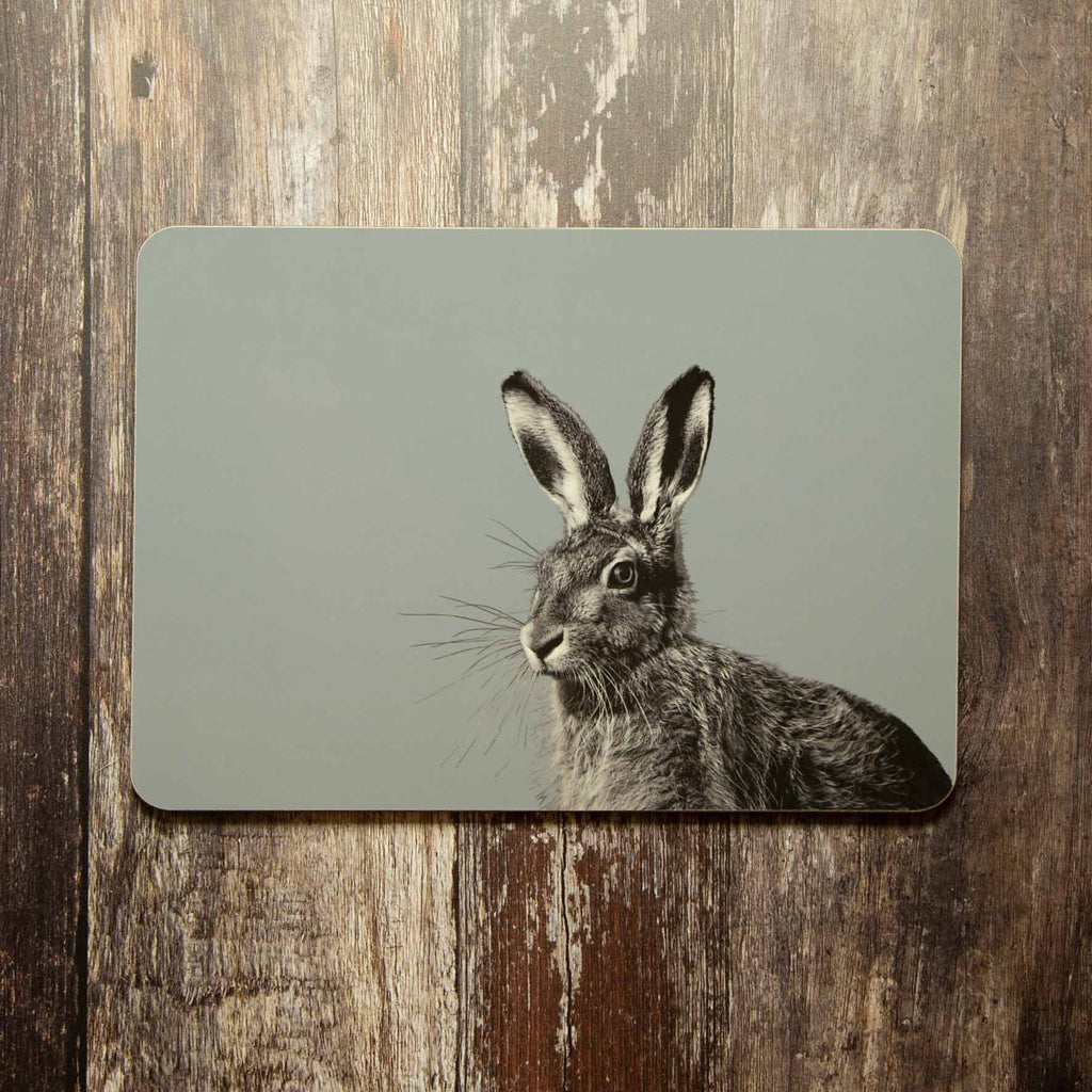 Hare Placemat - Blue Grey