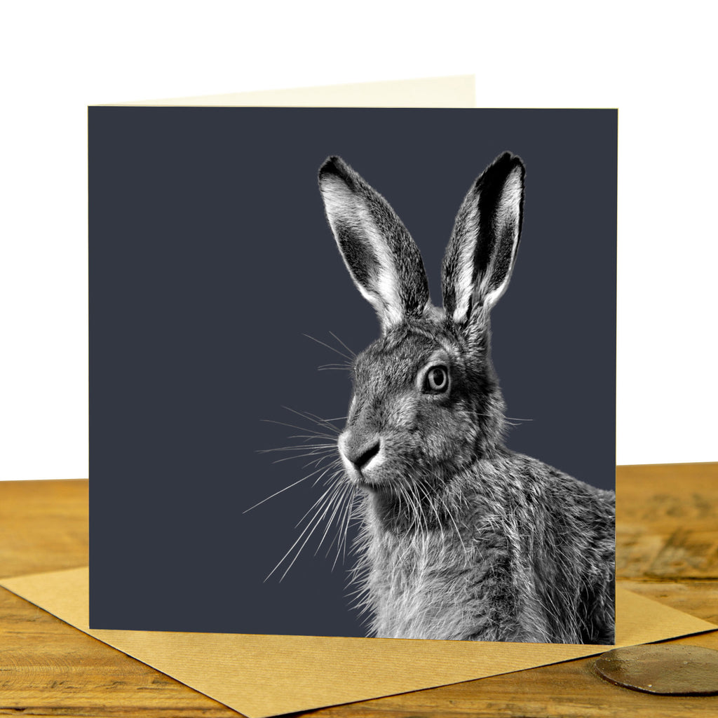 HARE GREETING CARD - Charcoal