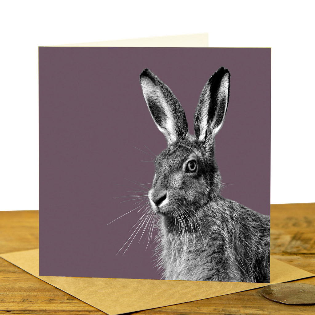 HARE GREETING CARD - Dusky Pink