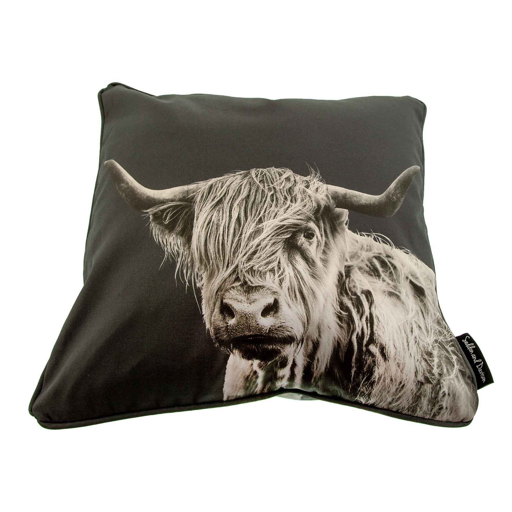 Highland Cow Cushion - Charcoal