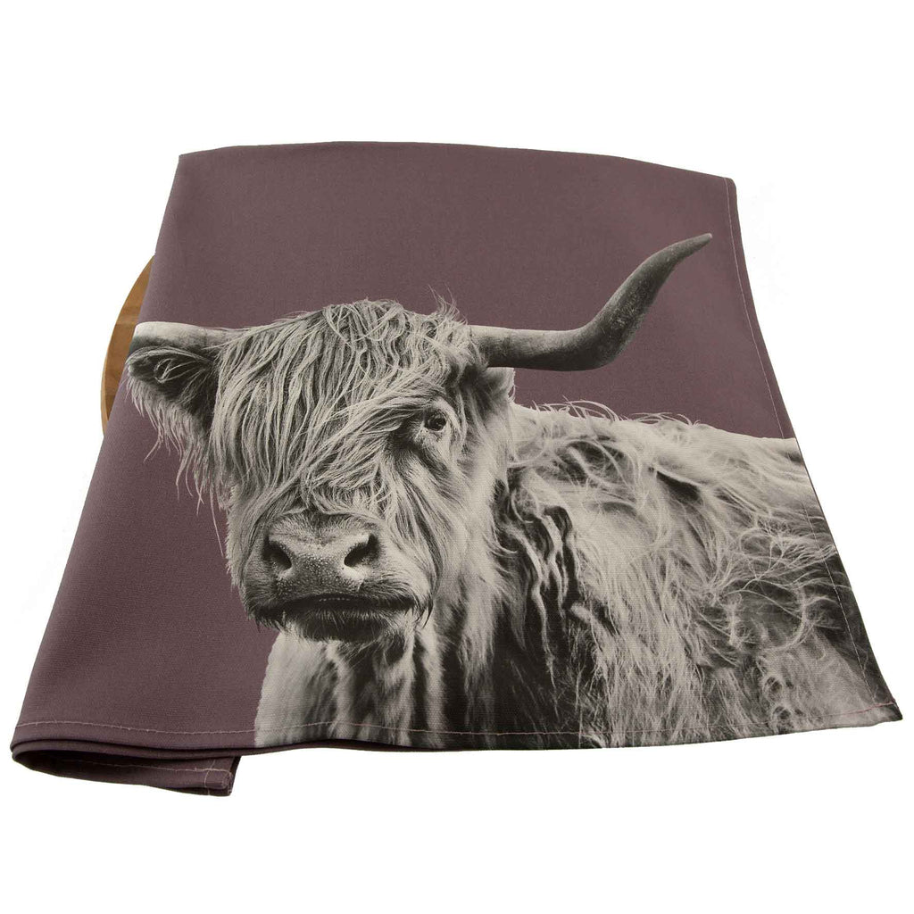 Highland Cow Tea Towel - Dusky Pink