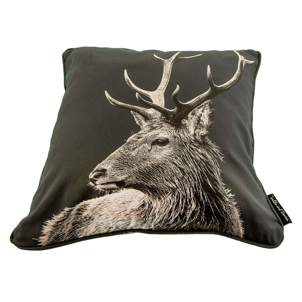 Highland Stag Cushion - Charcoal