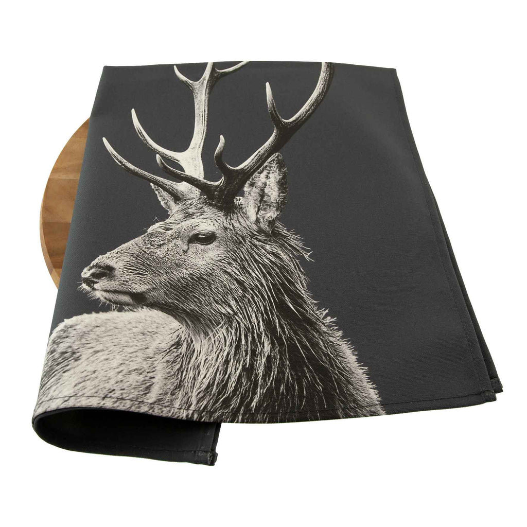 Highland Stag Tea Towel - Charcoal