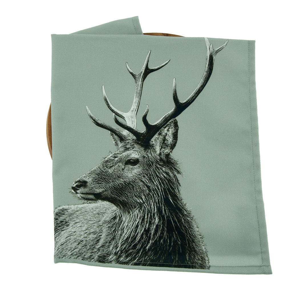 Highland Stag Tea Towel - Sage Grey