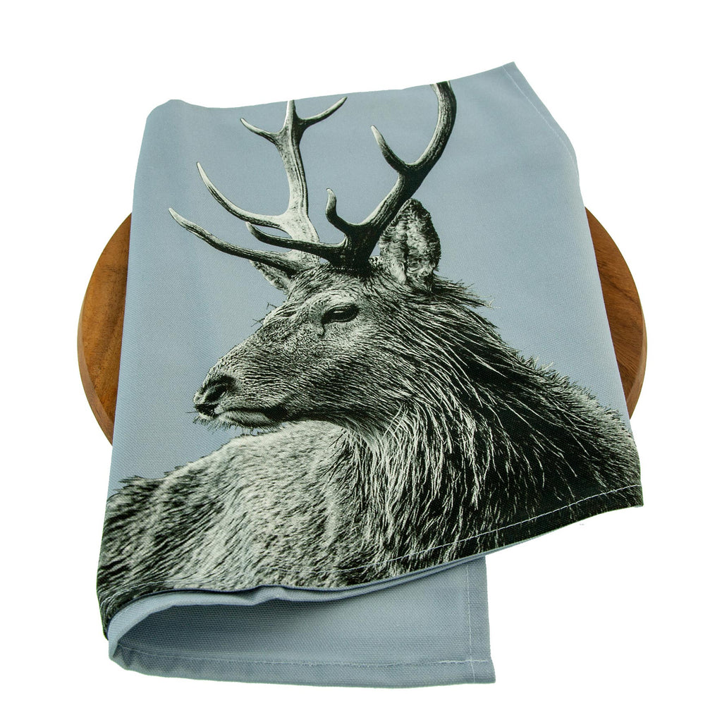 Highland Stag Tea Towel - Pale Grey