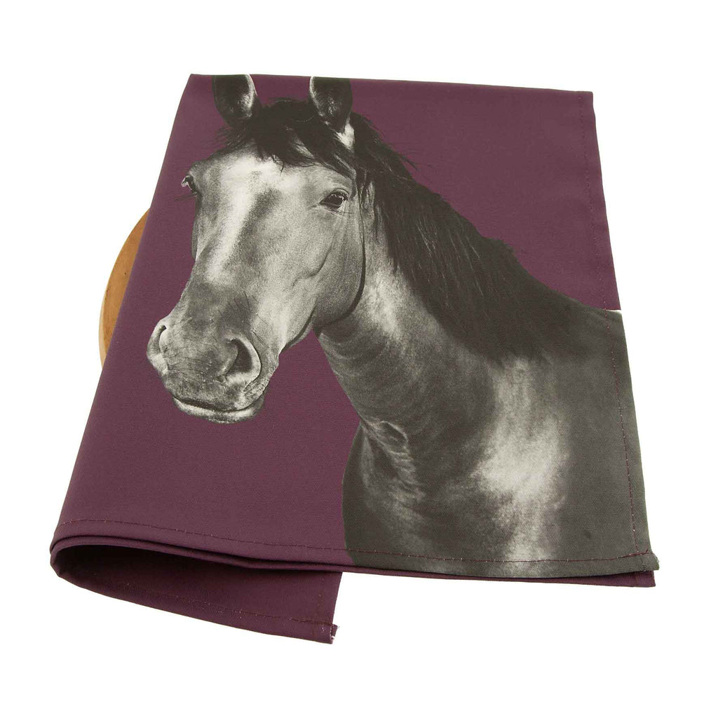 Horse Tea Towel - Mulberry