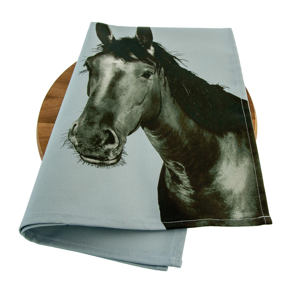 Horse Tea Towel - Pale Grey