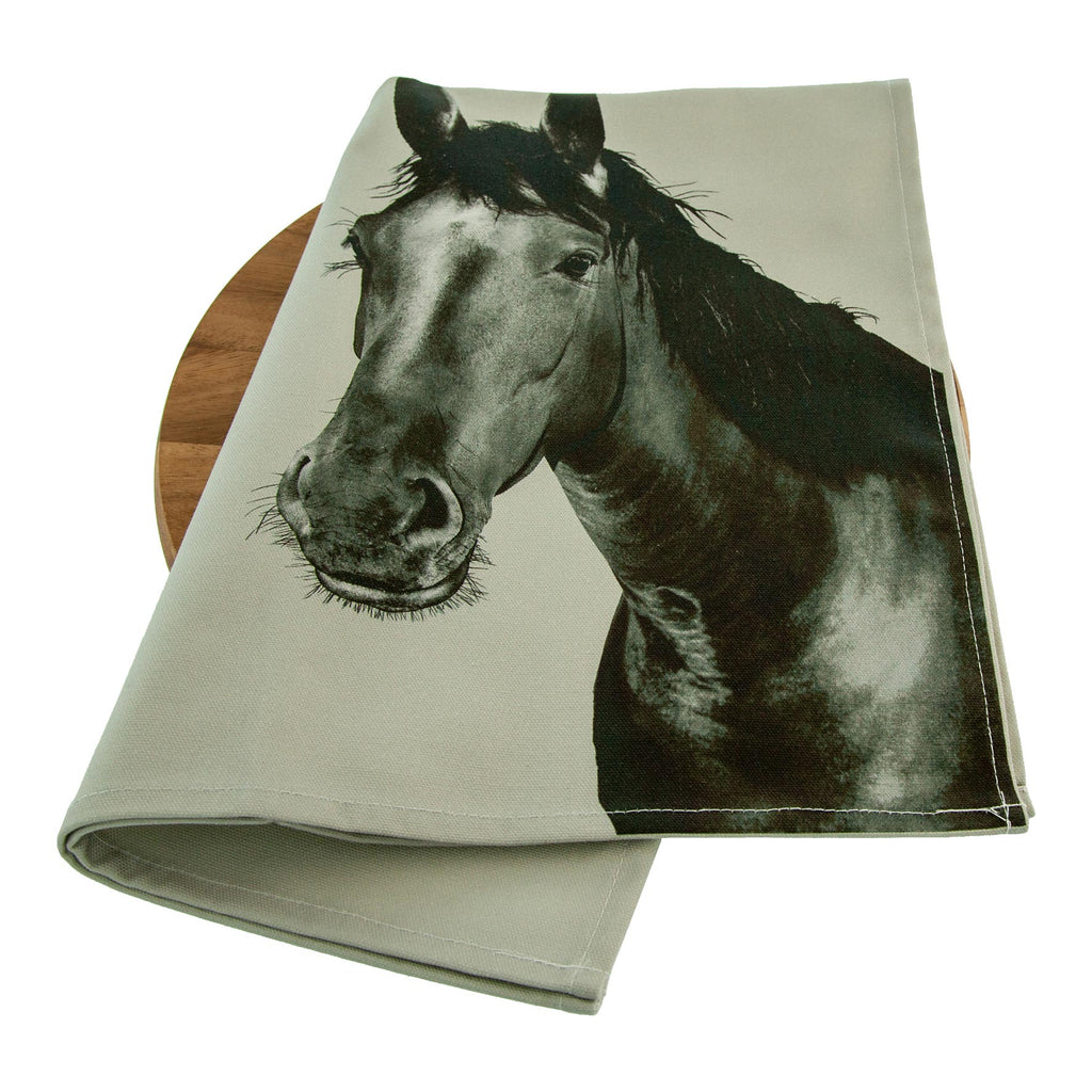 Horse Tea Towel  - Sage Grey