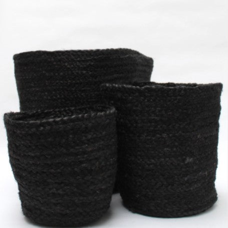 Black Jute Storage Baskets - three sizes