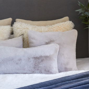 Large Oblong Cushion - Luxury Fur - Greige