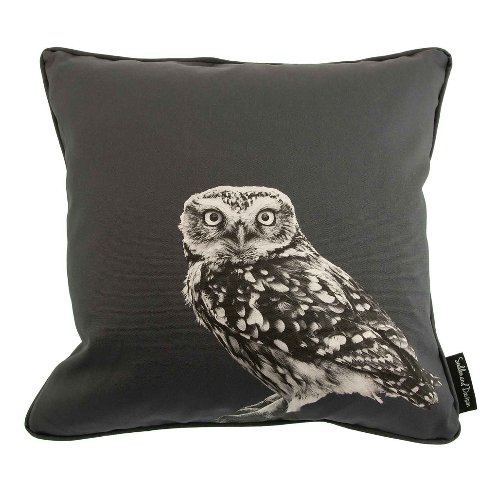 Little Owl Standing Cushion - Charcoal