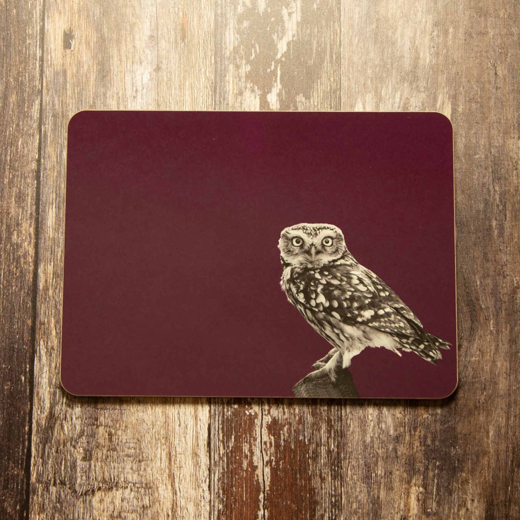Little Owl Standing Placemat - Mulberry