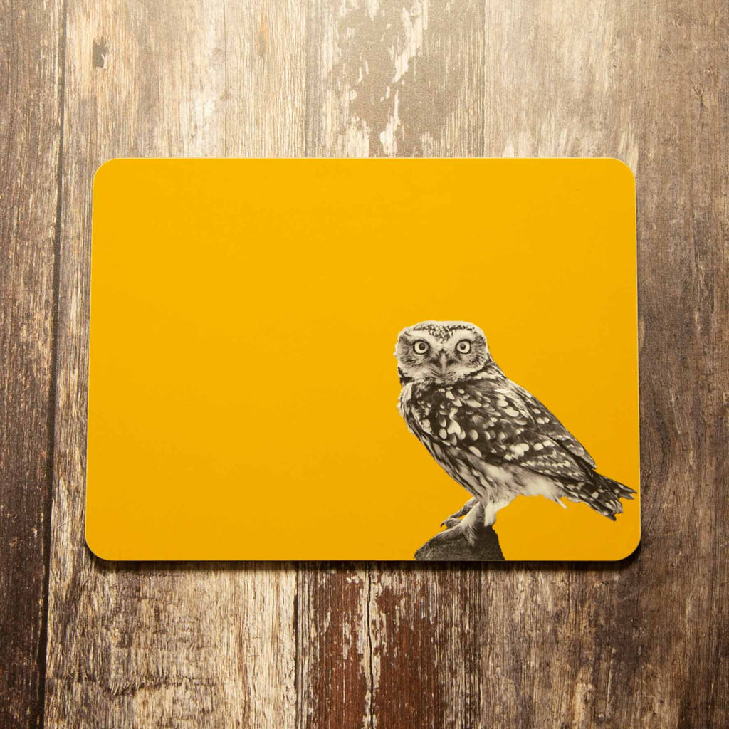 Little Owl Standing Placemat - Mustard