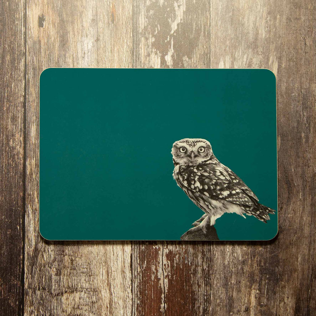 Little Owl Standing Placemat - Teal