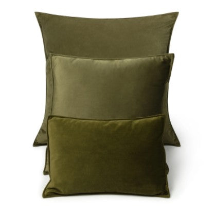 Moss Green velvet cushions - all sizes