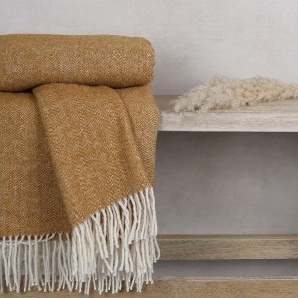 Pure Wool Throw Anna Ochre Wool Throw Seddon and Davison