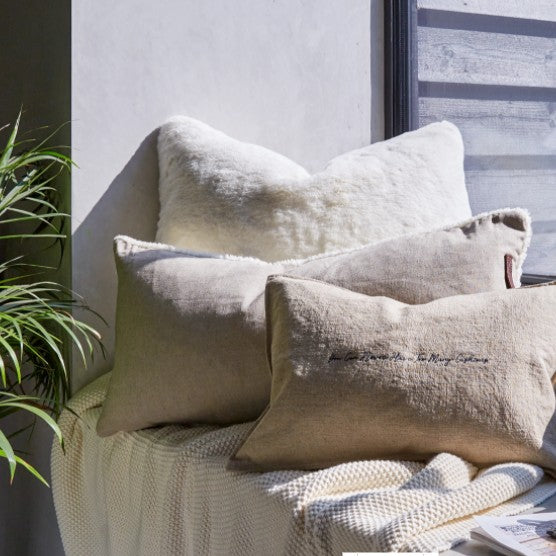 Off White Faux Fur Cushions