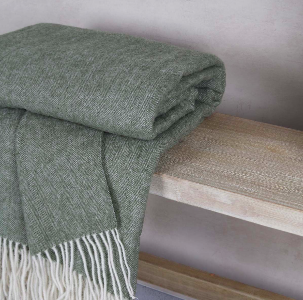 olive green blanket or throw