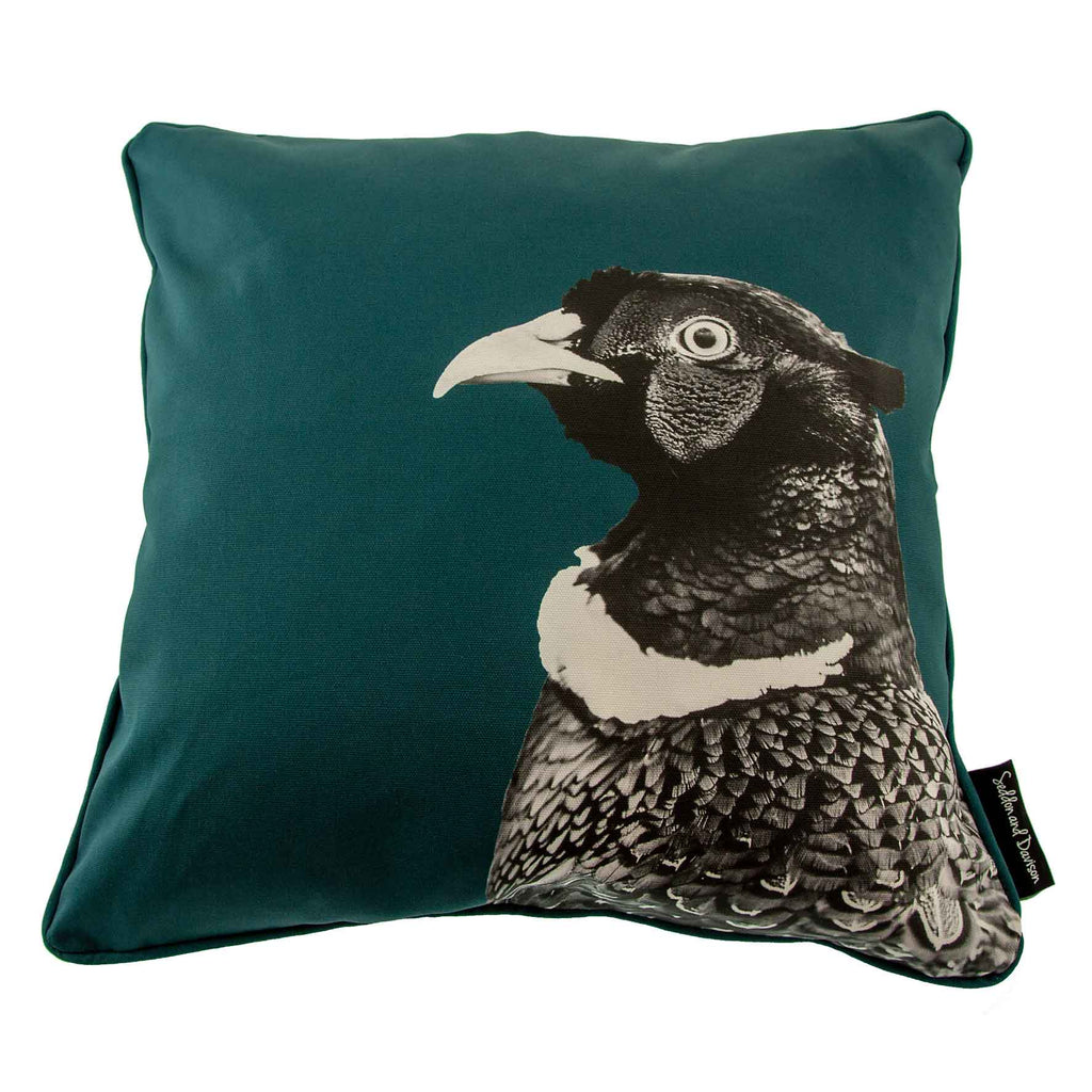 Pheasant Cushion - Teal Green