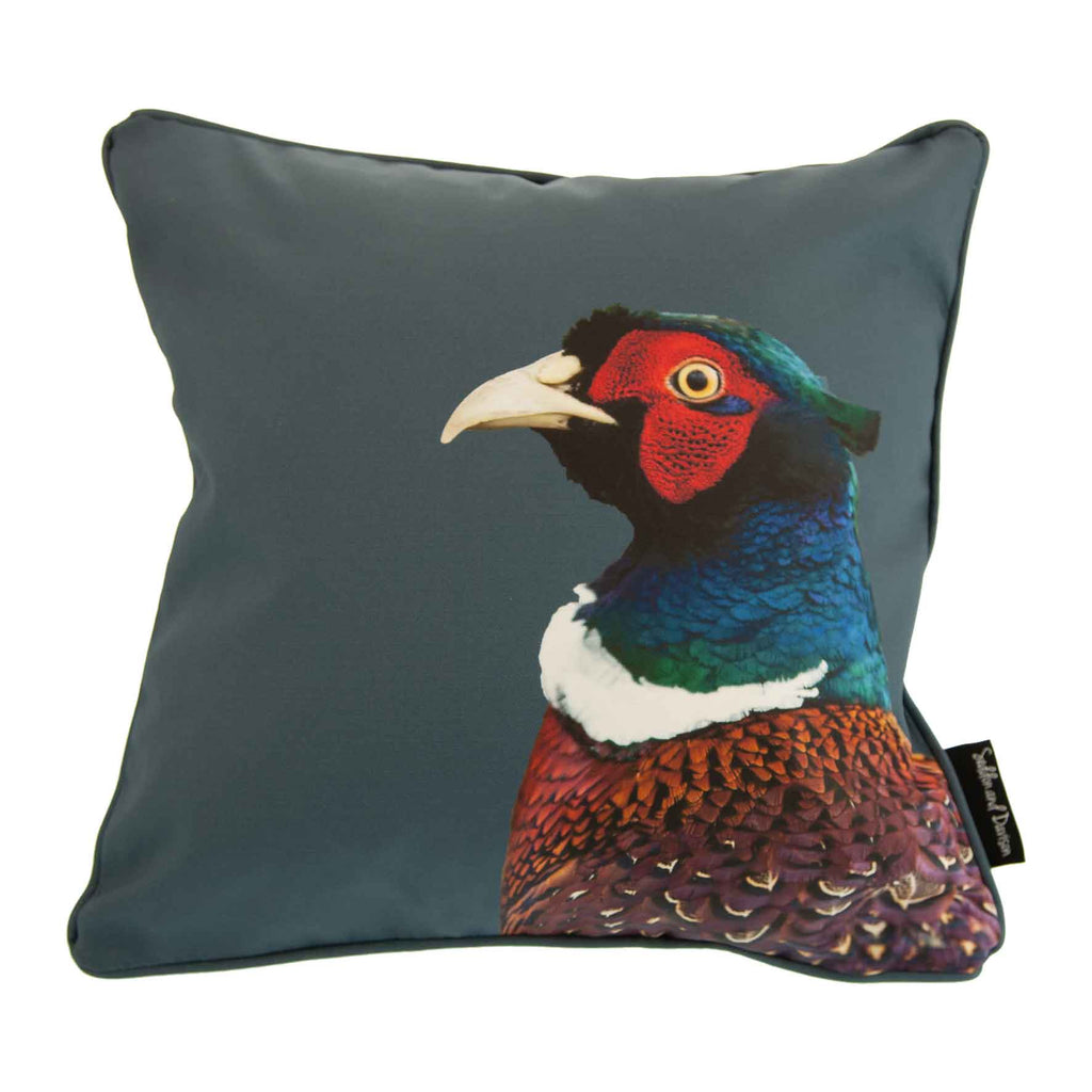 Pheasant Cushion Colour - Steel Blue