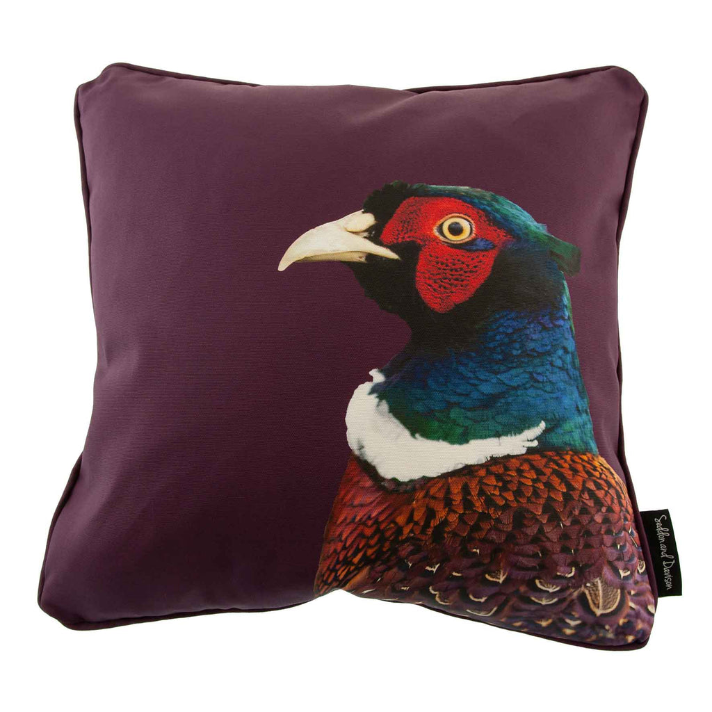 Pheasant Cushion (Colour) - Mulberry