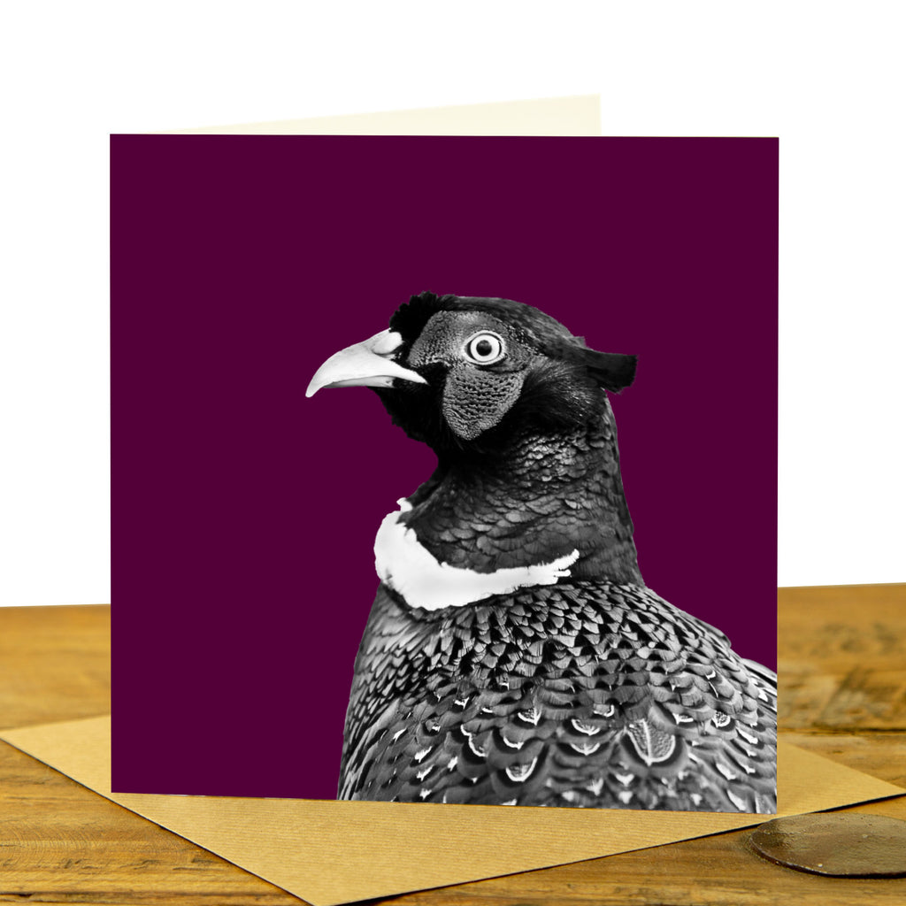 Pheasant Greeting Card - Claret