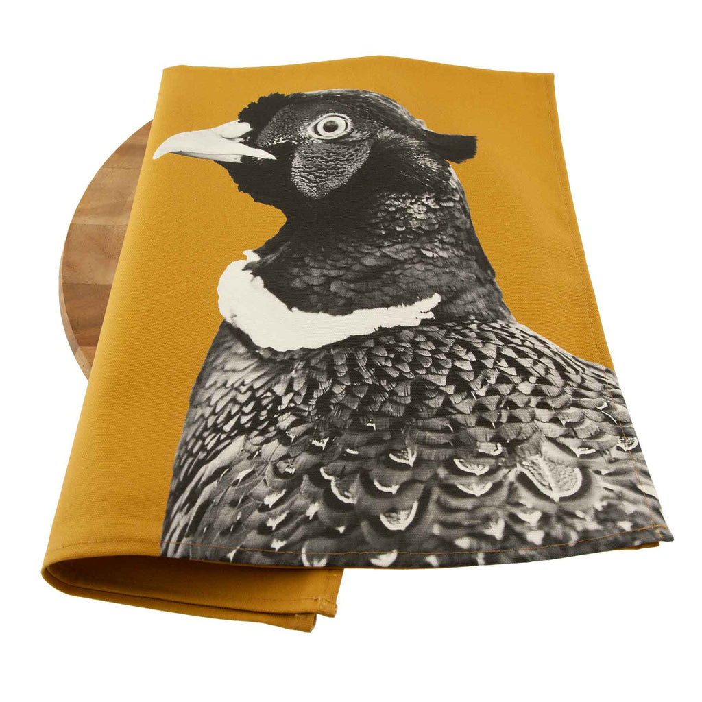 Pheasant Tea Towel - Ochre