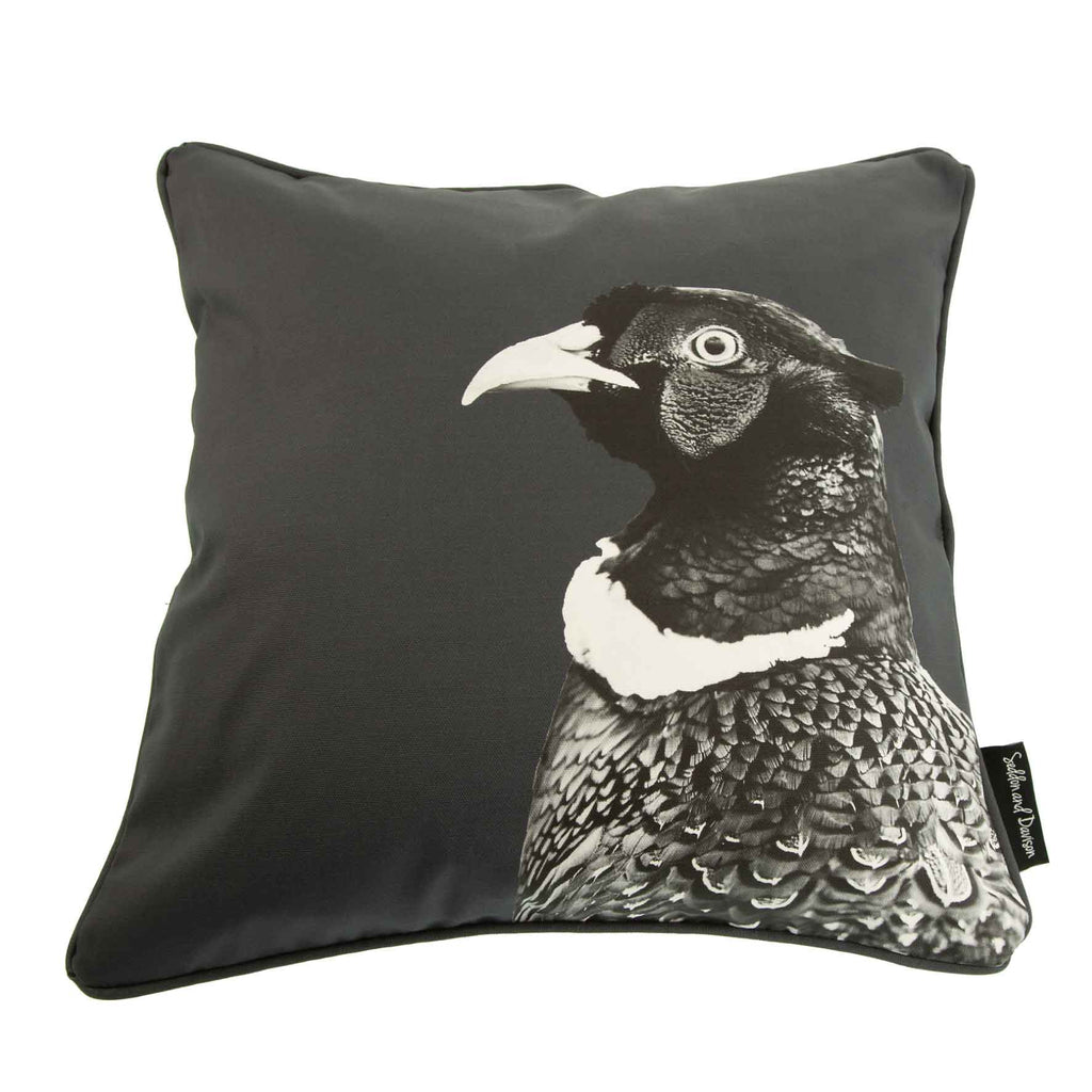 pheasant cushion - charcoal