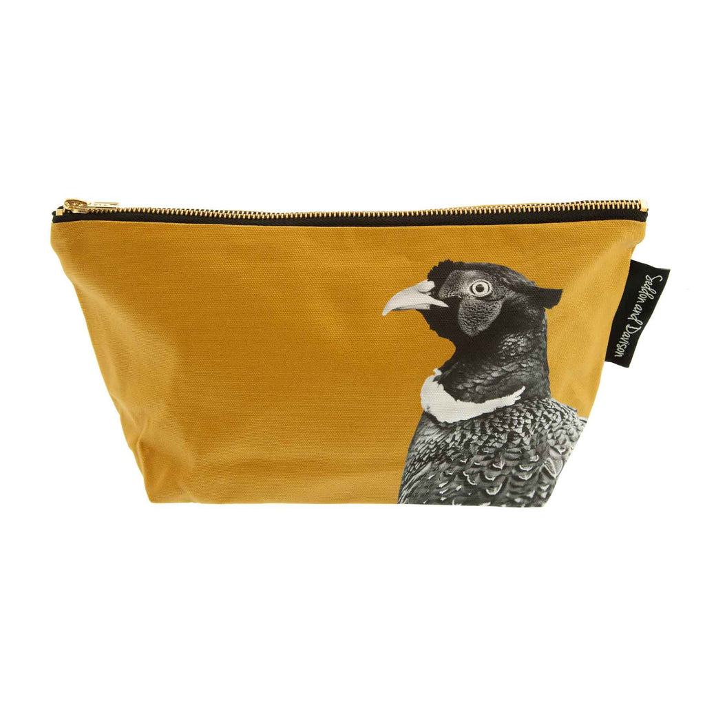 Pheasant wash bag (black and white) - ochre